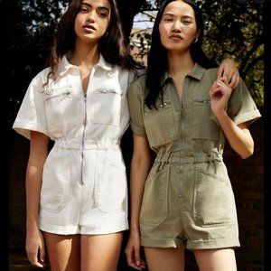 Topshop Khaki Utility Denim Romper